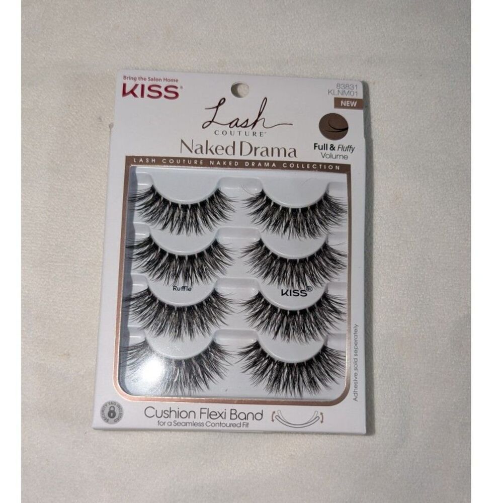 KISS Lash Couture Naked Drama False Eyelashes 4-Pack - Ruffle (KLNM01) - NIB